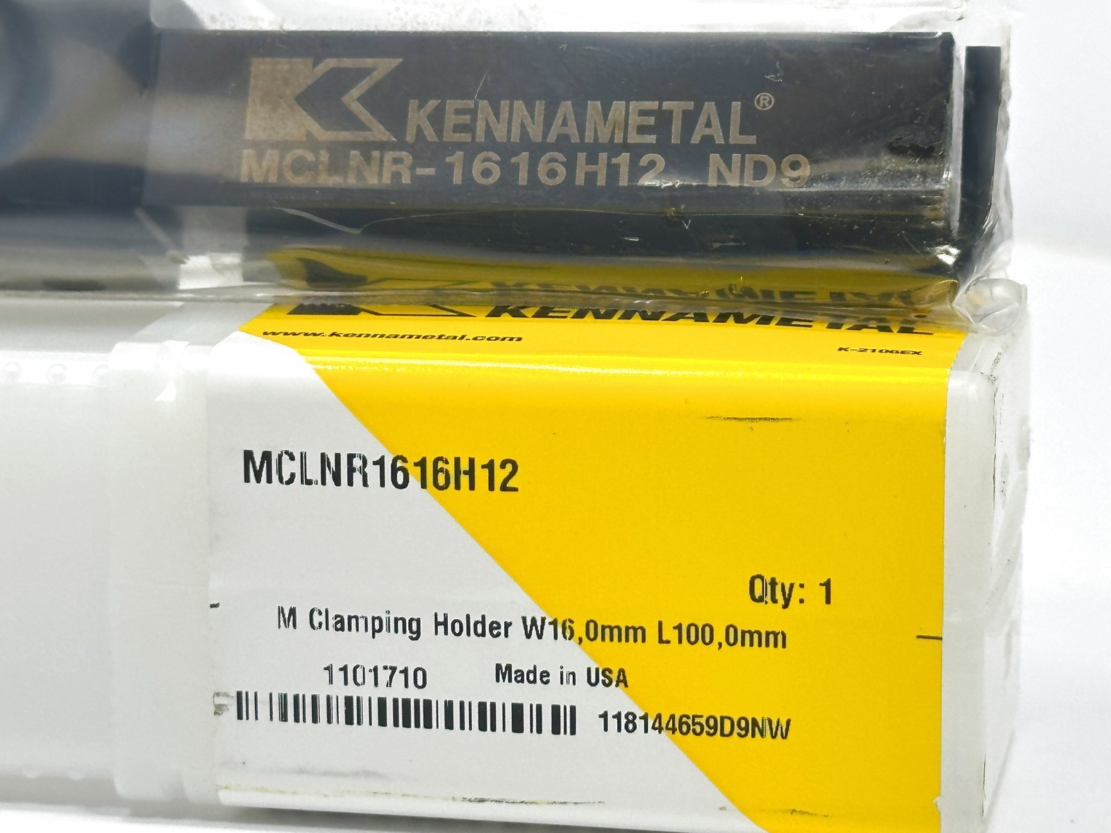 KENNAMETAL MCLNR1616H12 | Indexable Tool Holder 1101710 | 16mm Shank | New 1pc
