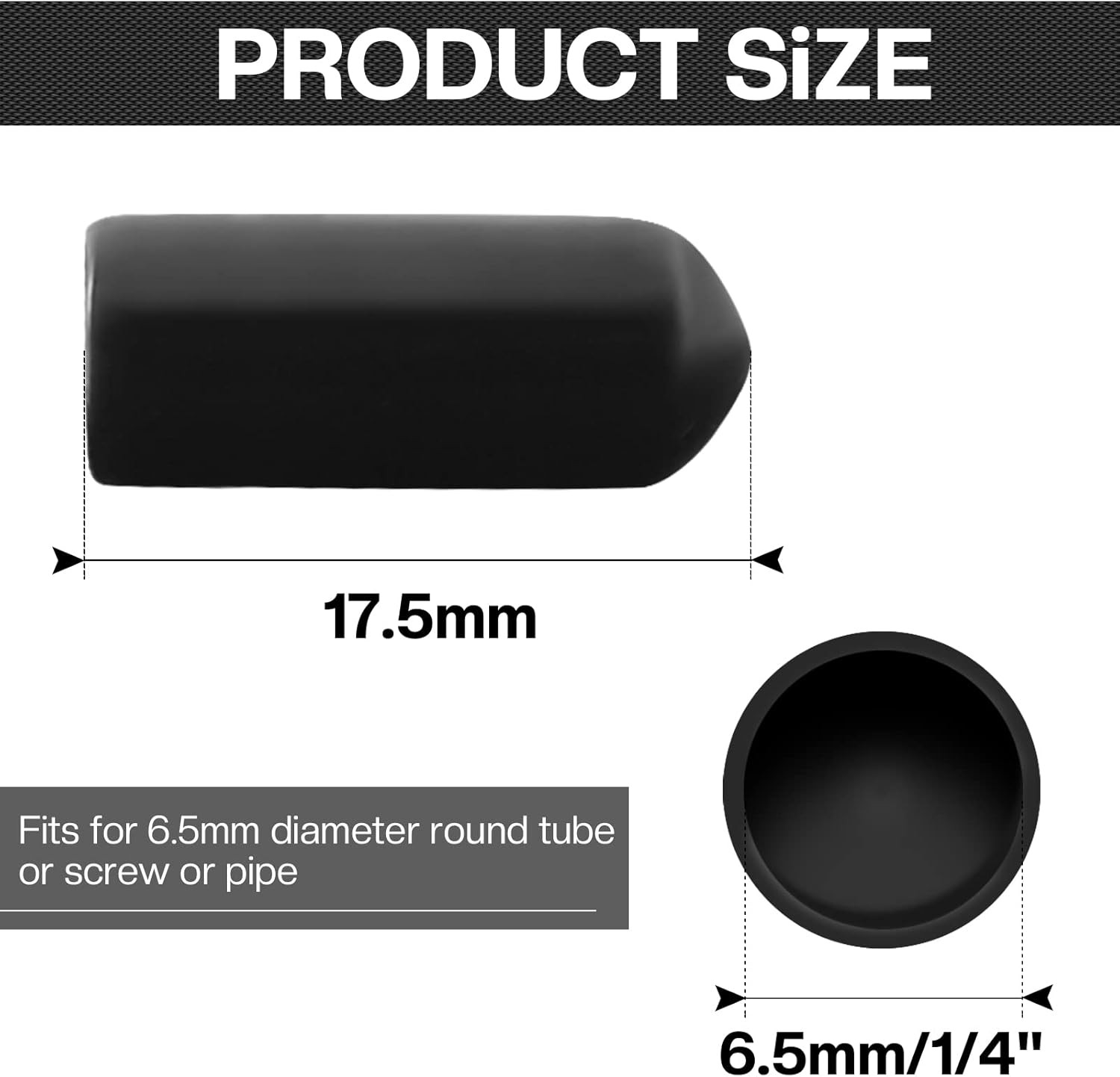 120PCS round Rubber End Caps 1/4 Inch/6.5Mm Screw Thread Protectors round Tube