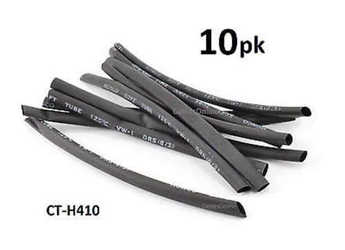 10-PACK of 6inch long 1/4″ Heat Shrink Cable Tube/Tubing, CablesOnline CT-H410