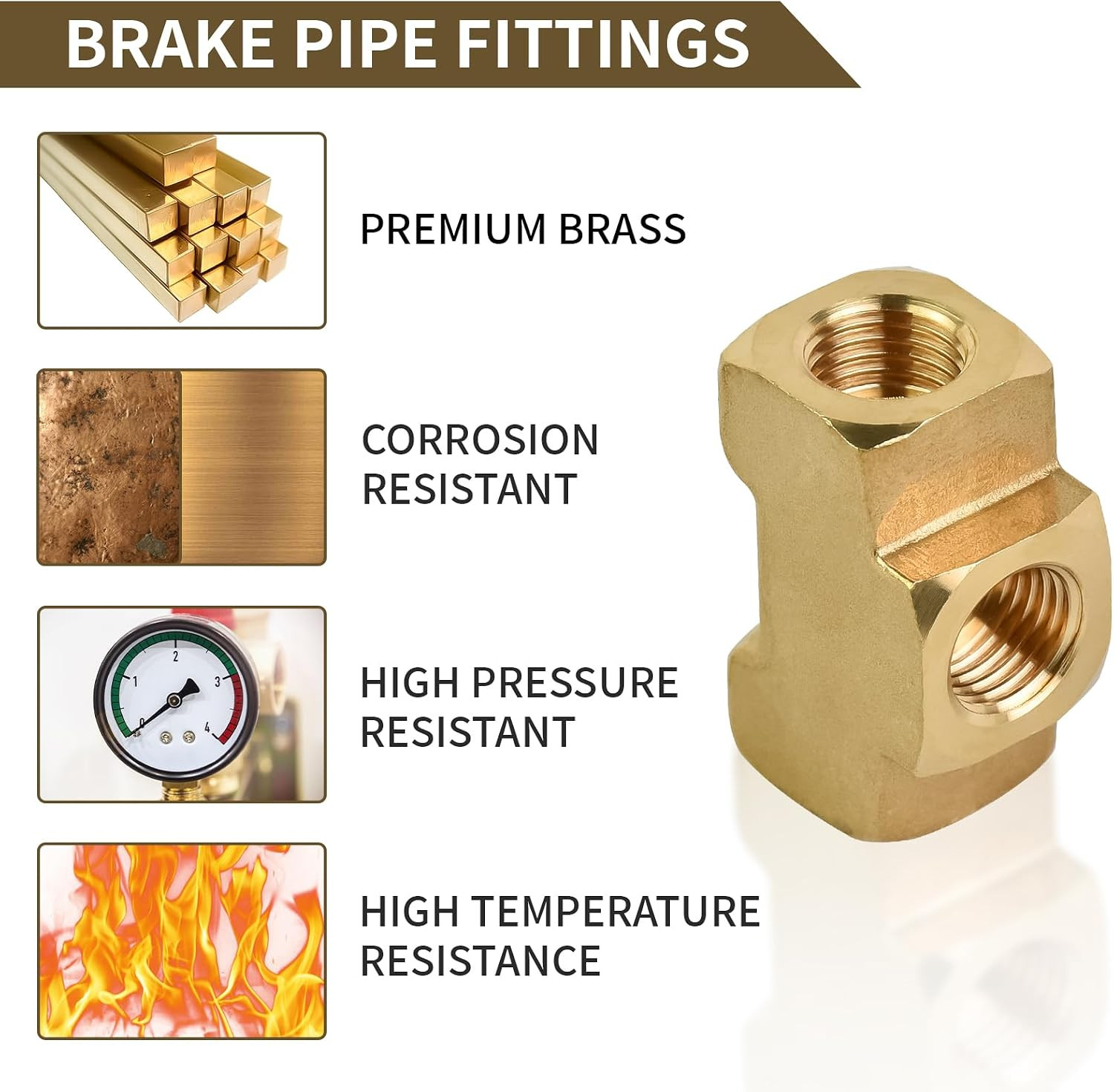 3/16 Brake Line Tee Union Fitting Leak-Proof 3-Way Union | Universal 3-Way for 3