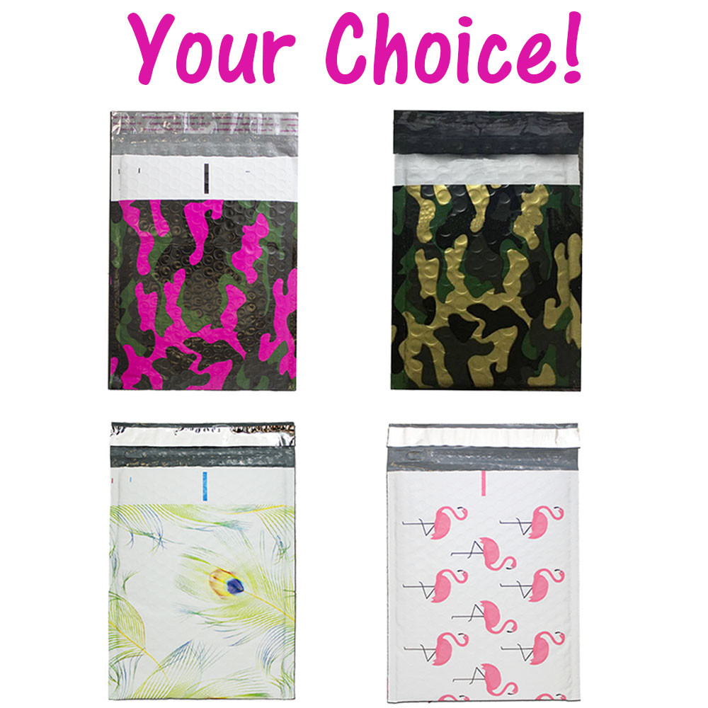 6×10 METALLIC BUBBLE MAILER, POLY Design Padded Shipping Envelope Bags,Pink,Teal