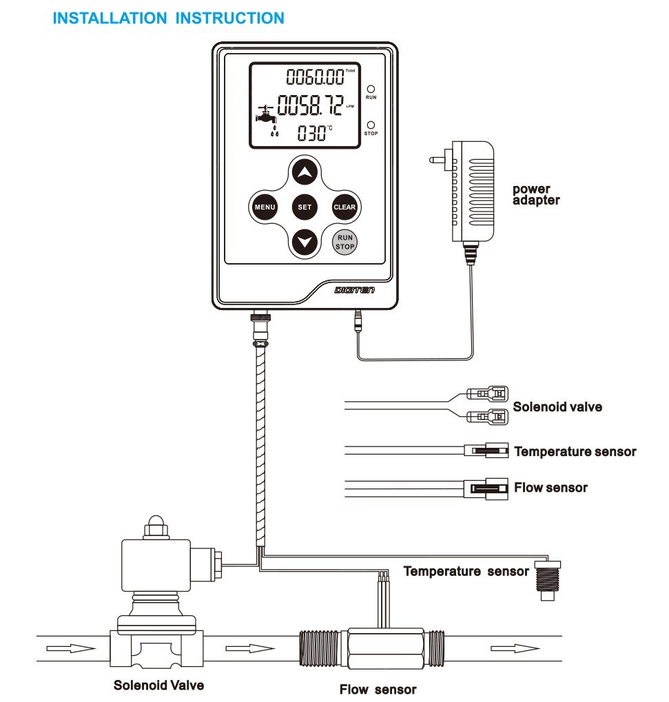 DIGITEN Water Liquid Flow Rate Volume Digital Display Flowmeter Quantitative…