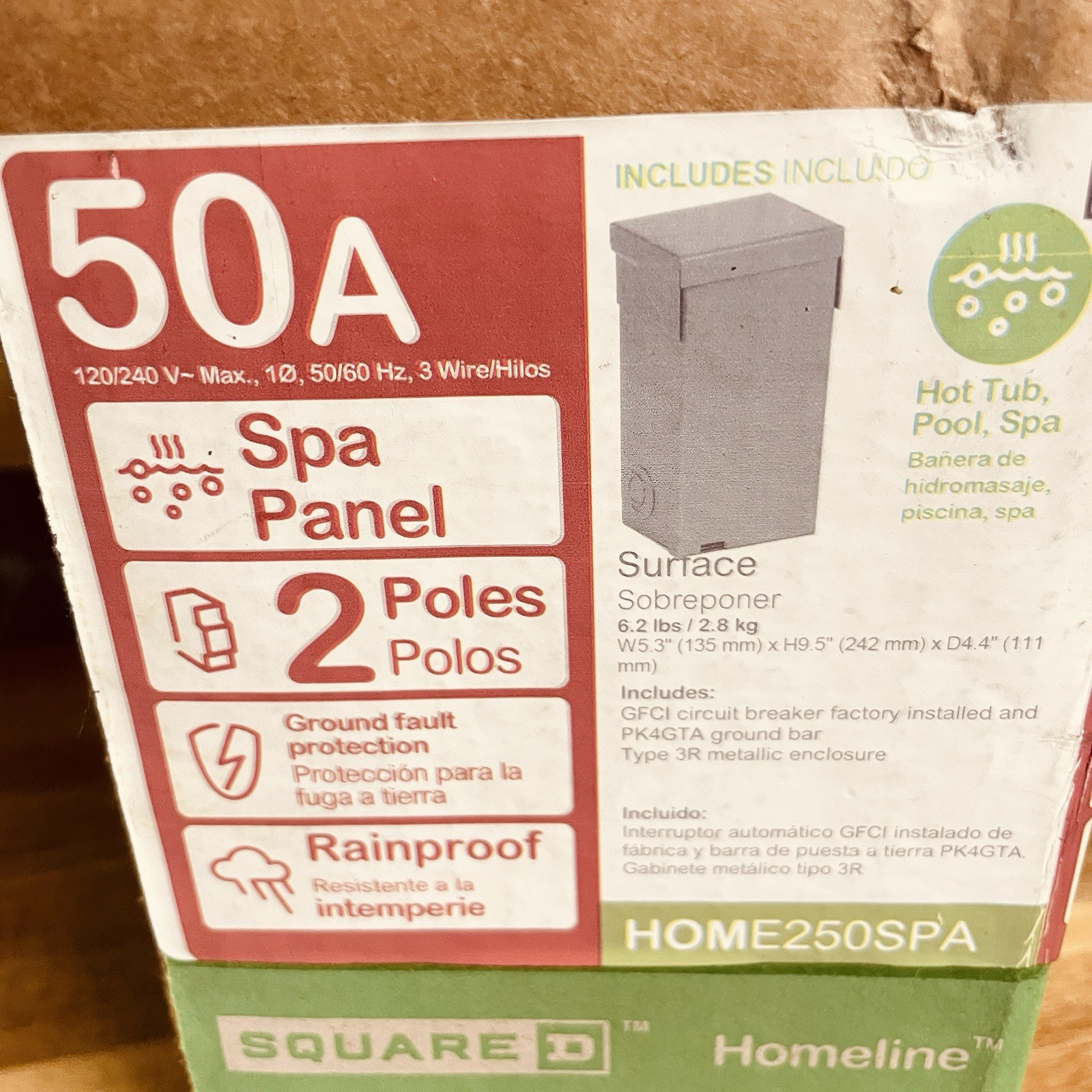 Square D HOME250SPA Homeline Spa Panel, Load Center With 50-Amp Enclosed Main