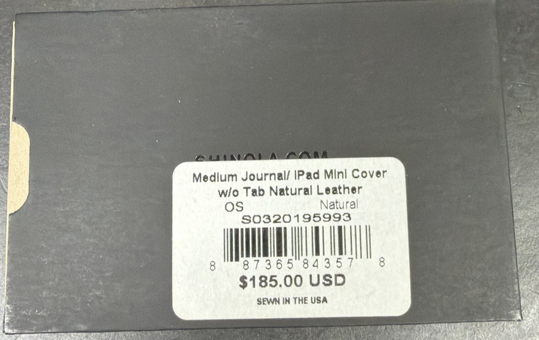 Shinola Medium Journal iPad Mini Cover w/o Tab Natural Leather Wallet