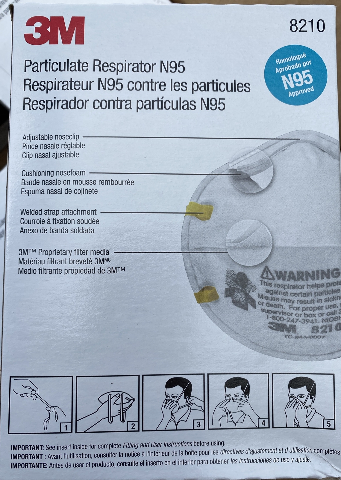 3M 8210 N95 Particulate Respirator Disposable Protection Case Of 8 Boxes 20/box