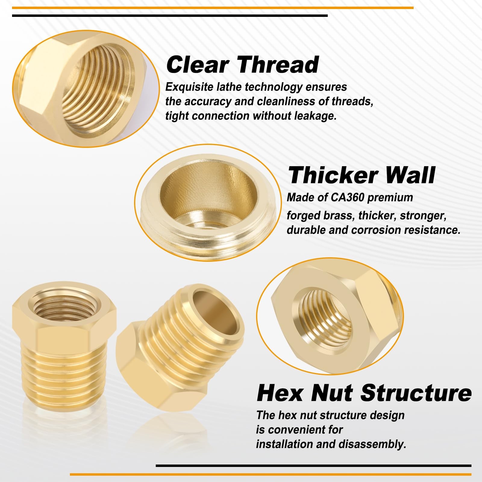 4pcs Heavy Duty 1/4 NPT Male Thread to 1/8 NPT Female Thread Brass Reducer