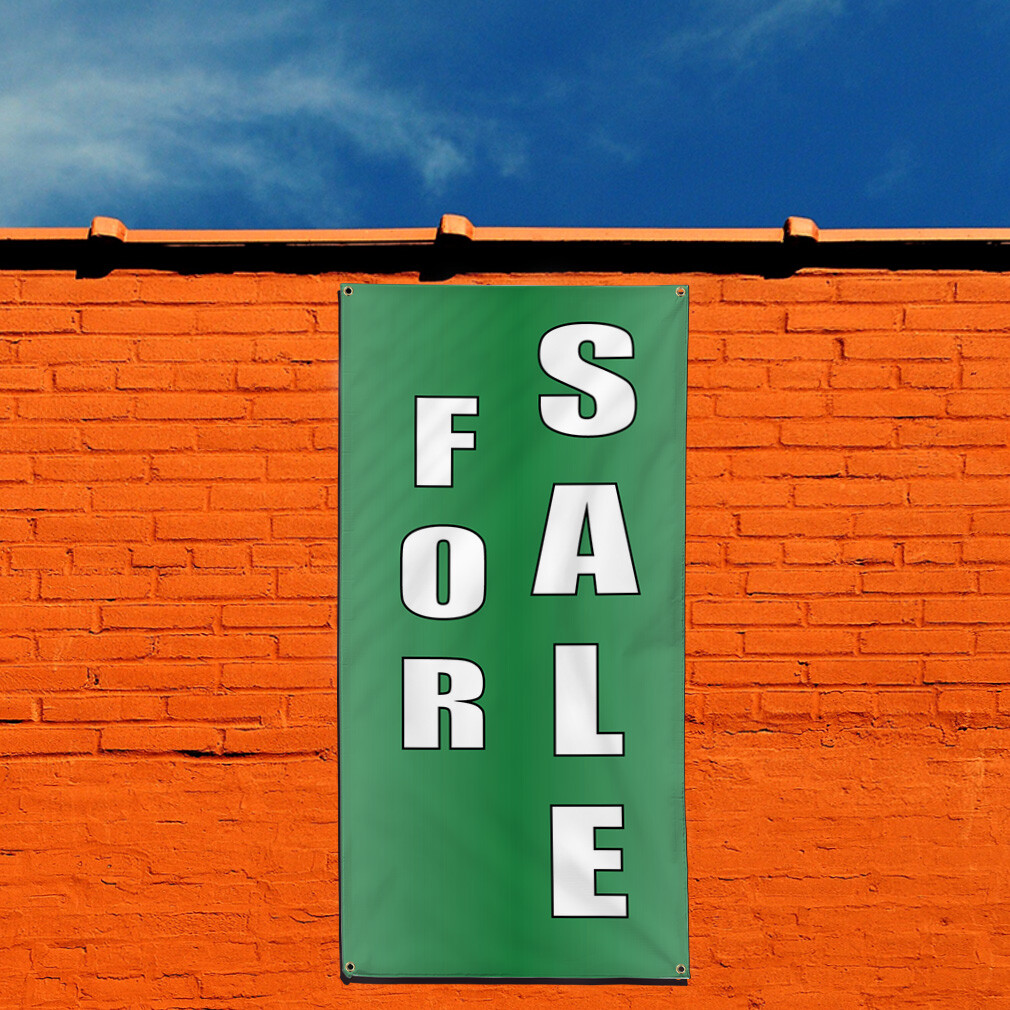 Vertical Vinyl Banner Multiple Sizes For Lease Green Business Outdoor