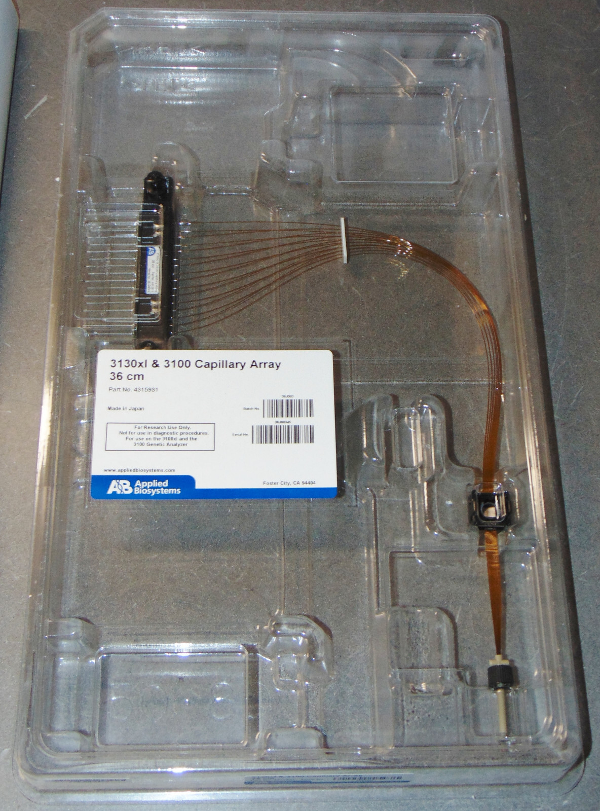 NEW Applied Biosystems 4315931 3130xl 3100 16 Capillary Array 36cm Quantity Avlb