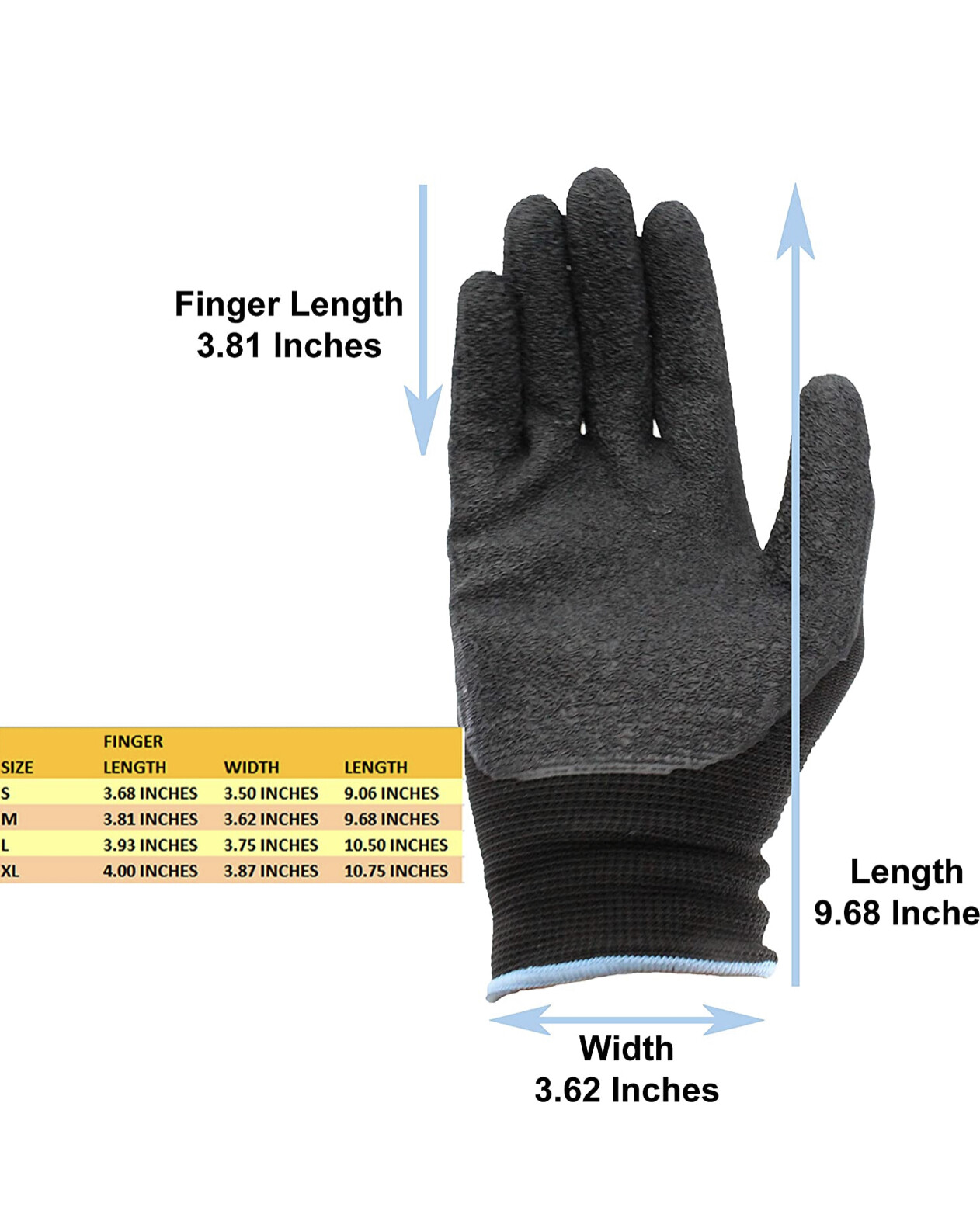 12 Pair Diesel Black Safety Gloves Latex Coated Grip Cut Resistant