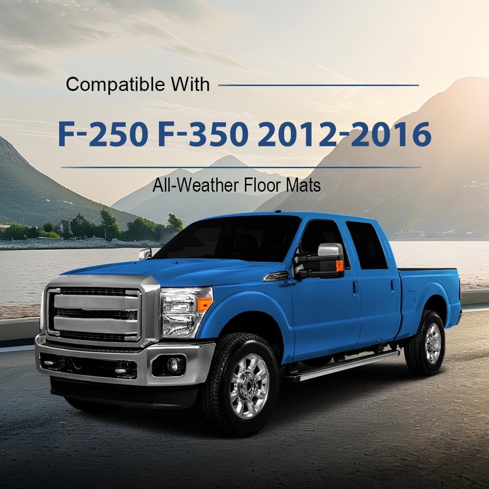 TPE Floor Mats & Cargo Liner for Ford F250 F350 SuperCab 12-16 F&R Weather Black