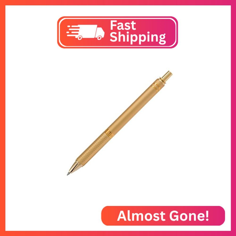 Pentel EnerGel Alloy Retractable Gel Pen, Gold Barrel, Black Ink, Includes Gif B