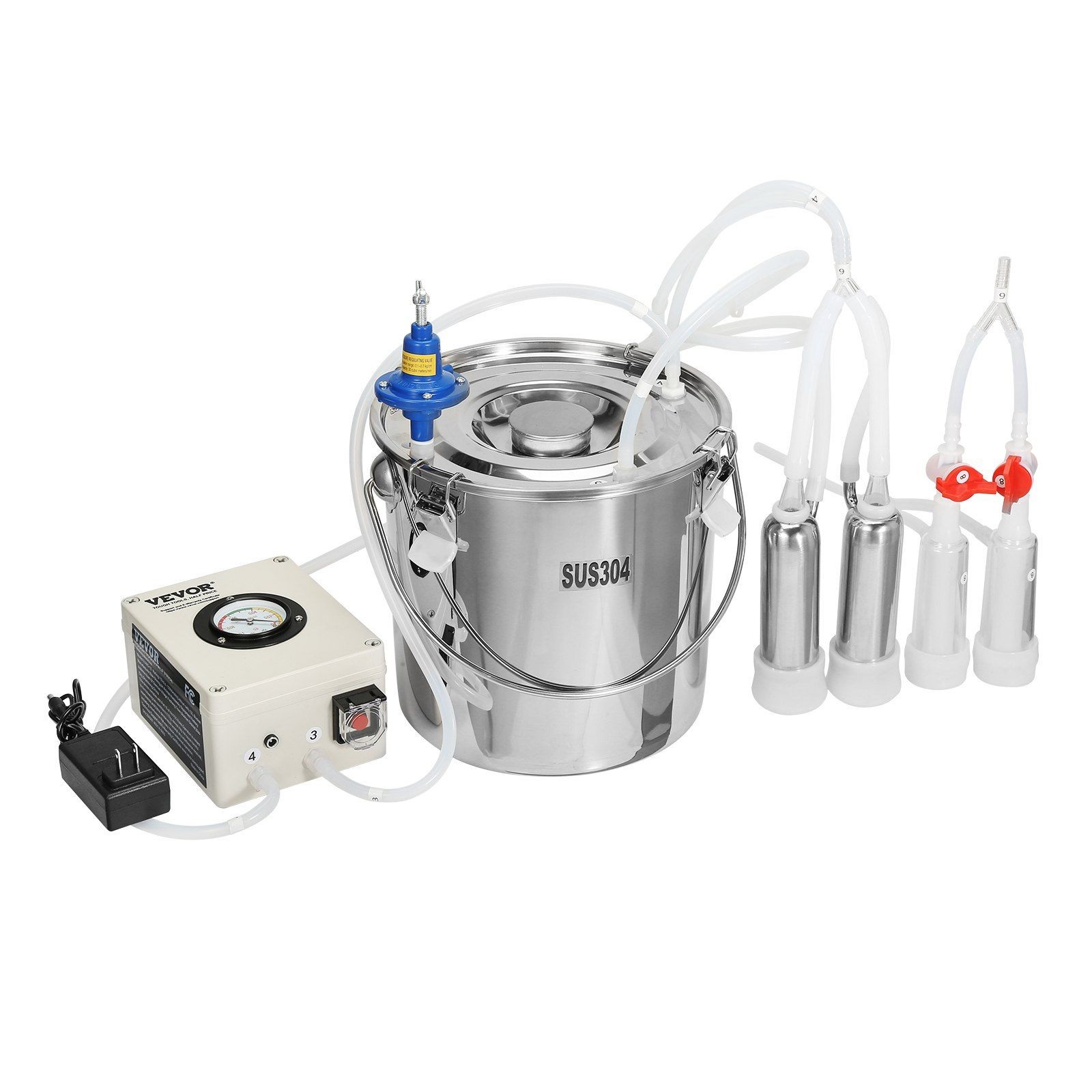Automatic 6L Goat Milking Machine Electric Vacuum Pulsation 45-50kPa Adjustable