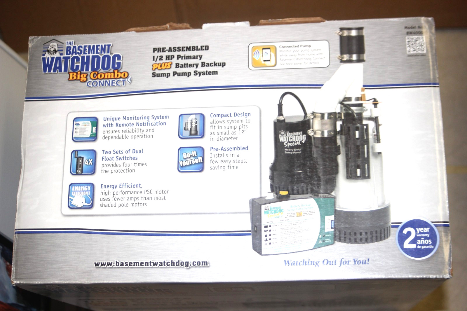 NEW BASEMENT WATCHDOG BW4000 1/2 HP Combination Submersible Sump Pump w Back Up
