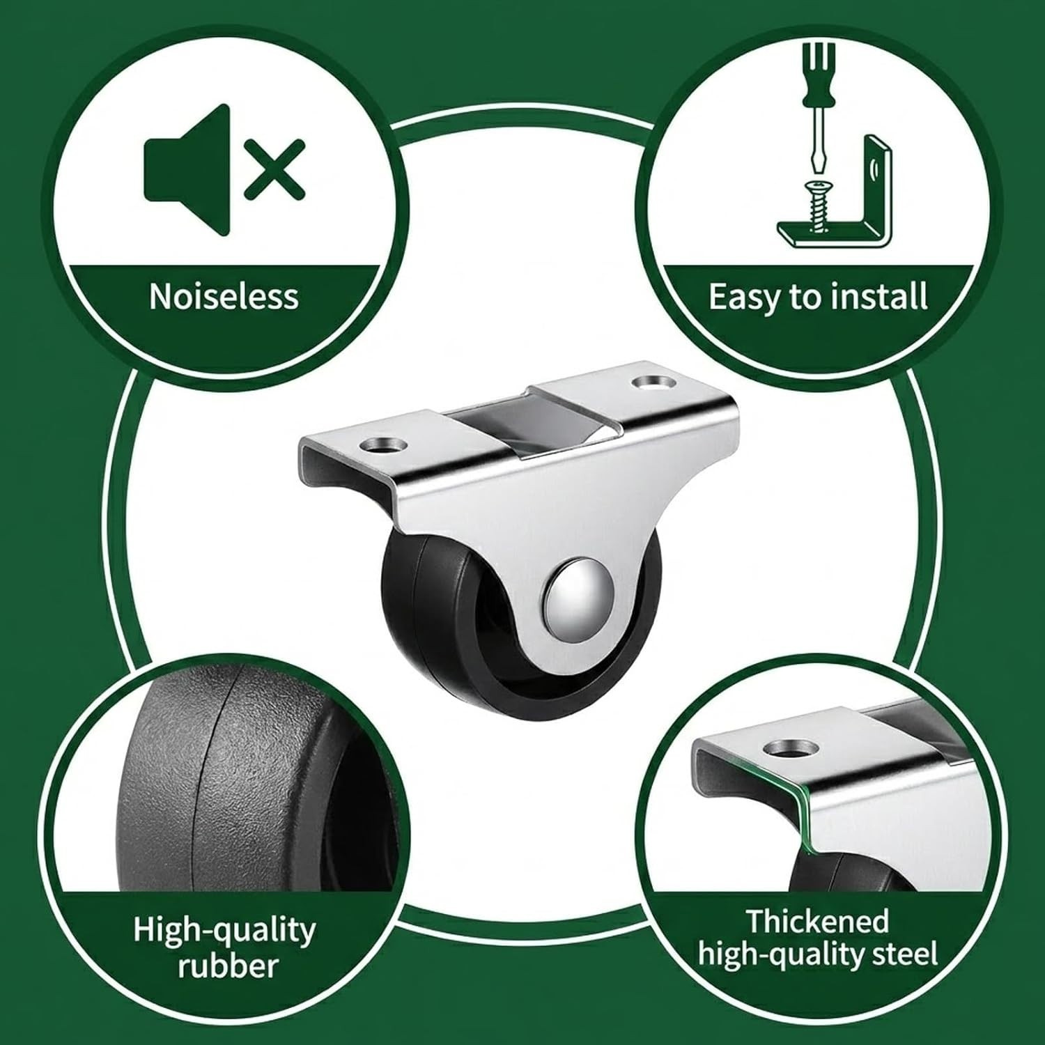 Complete 12 Pcs Mini Caster Wheels Set – Ideal for DIY and Furniture Projects
