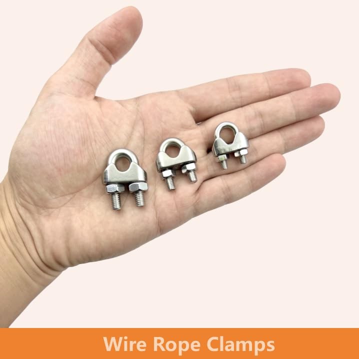 Lyrlidr 8 Pcs M5 Wire Rope Clamps Cable 4 3/16″ Thimble…