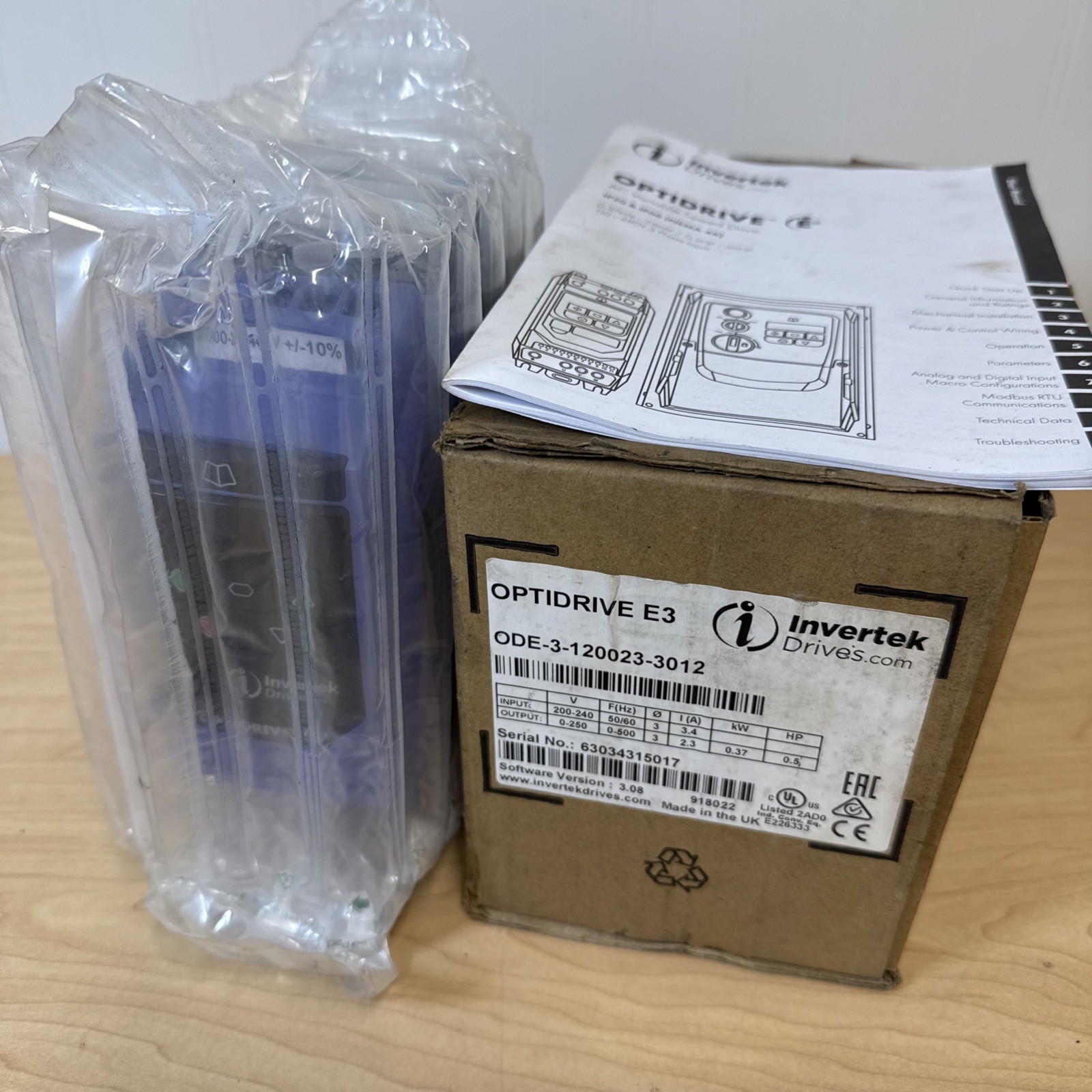 NEW! Invertek ODE-3-120023-3012 VFD Optidrive Variable Frequency Drive – Sealed!