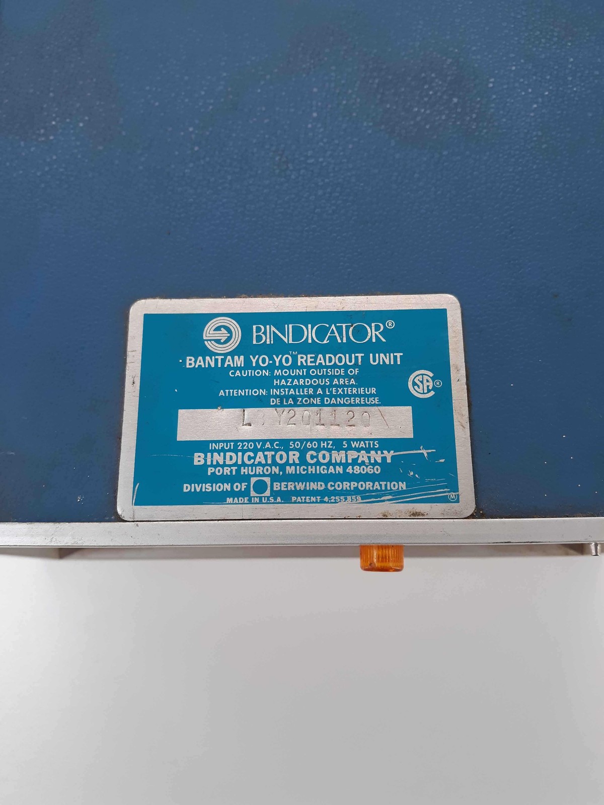 Bindicator LBY201120 Bantam YO-YO Readout Unit 220VAC 5W