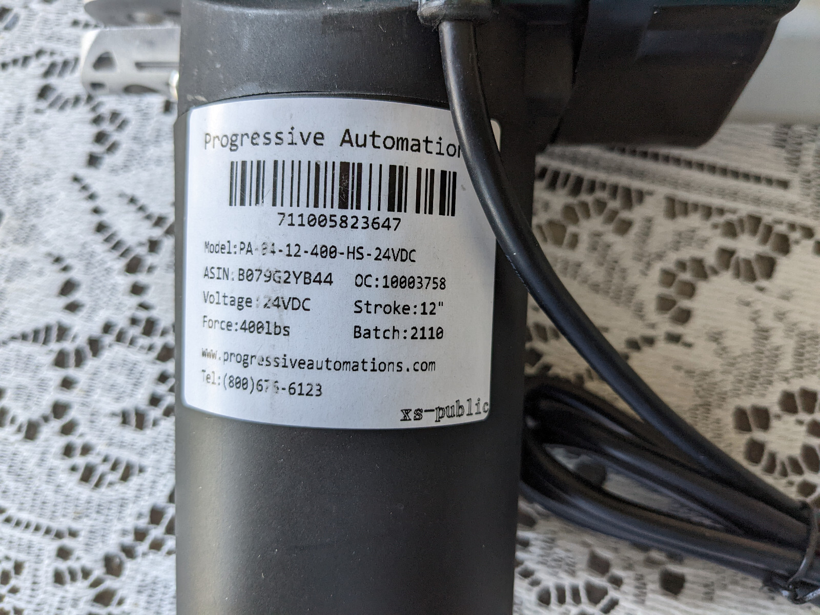 PROGRESSIVE AUTOMATIONS 24V Linear Feedback Actuator (Stroke – 12 in. 400 lbs.)