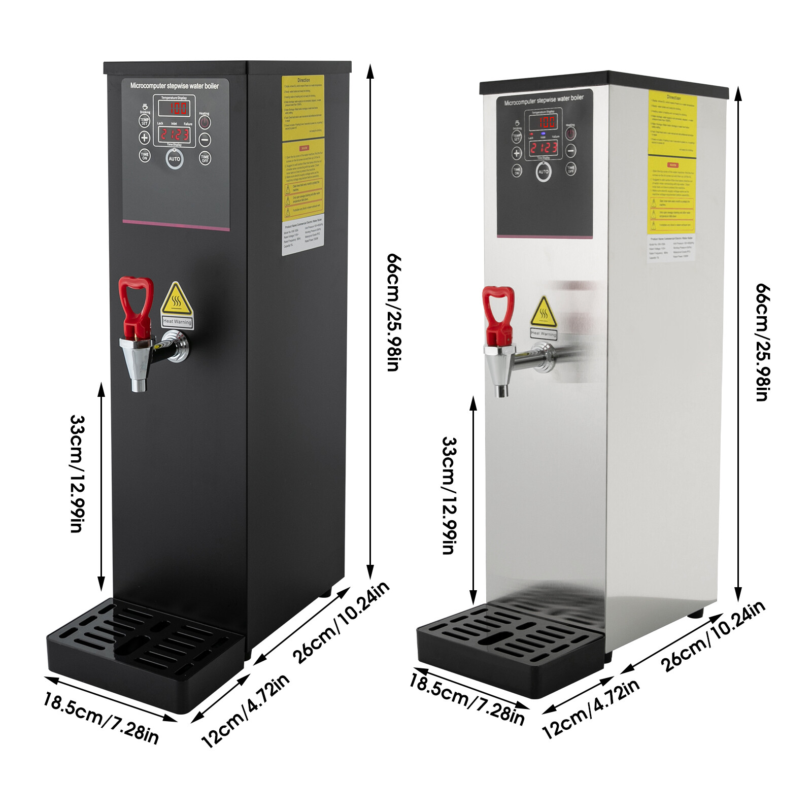 3.96gal Eletric Water Boiler Stainless Steel Hot Water Dispenser Black/Silver