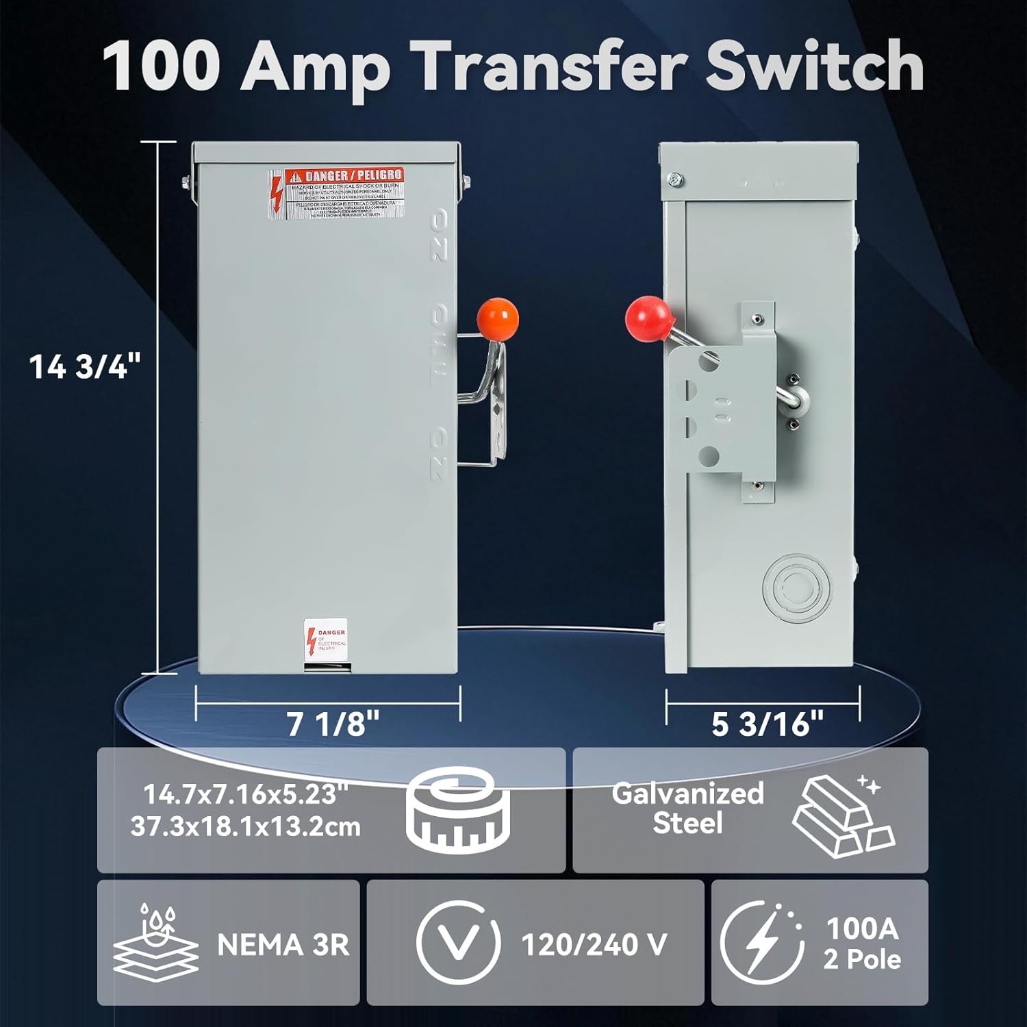 Manual Transfer Switch for 24000W Generators, NEMA 3R Rated for Indoor/Outdoor
