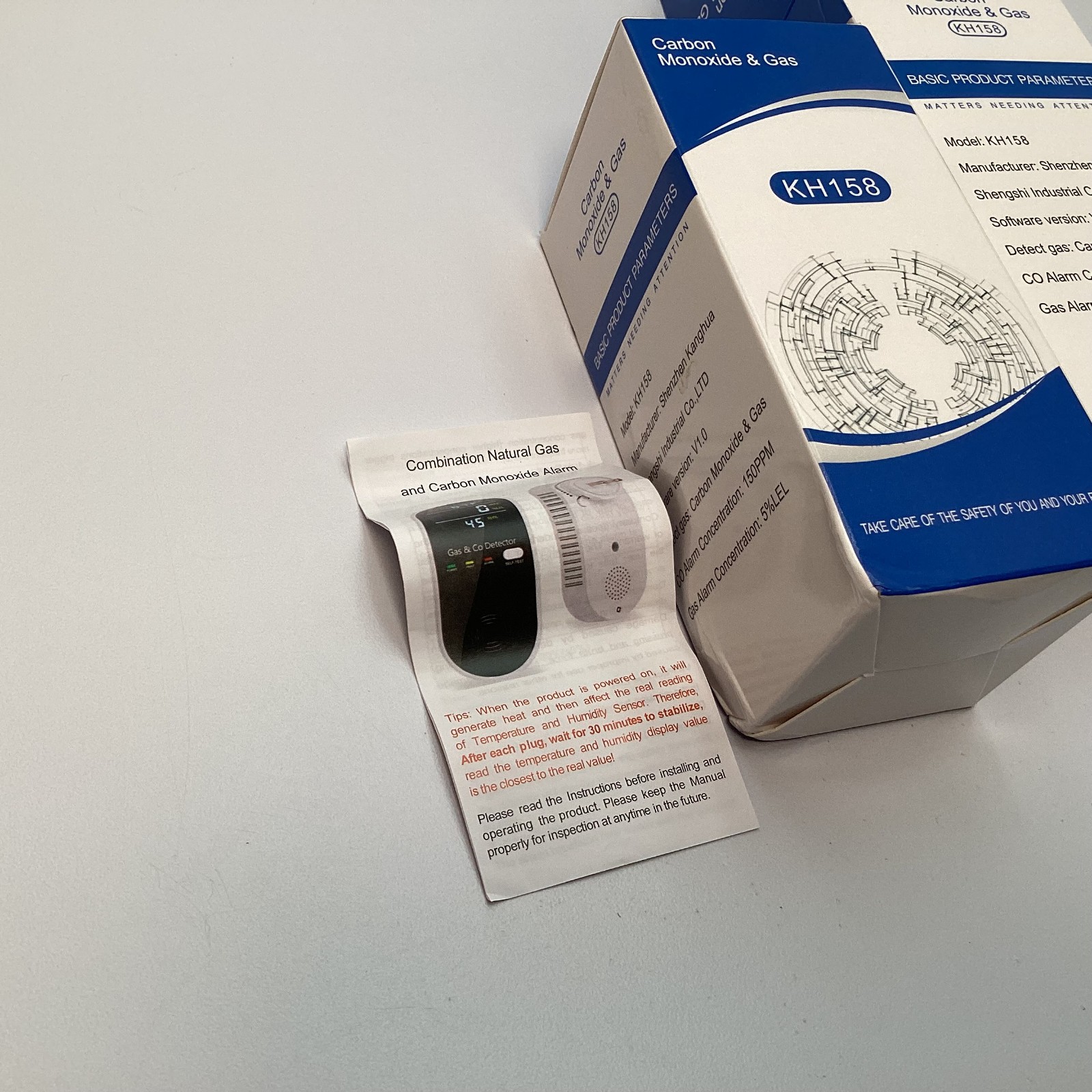 2 Pack KH158 Carbon Monoxide & Gas Detector Alarm Plug-In CO Sensor