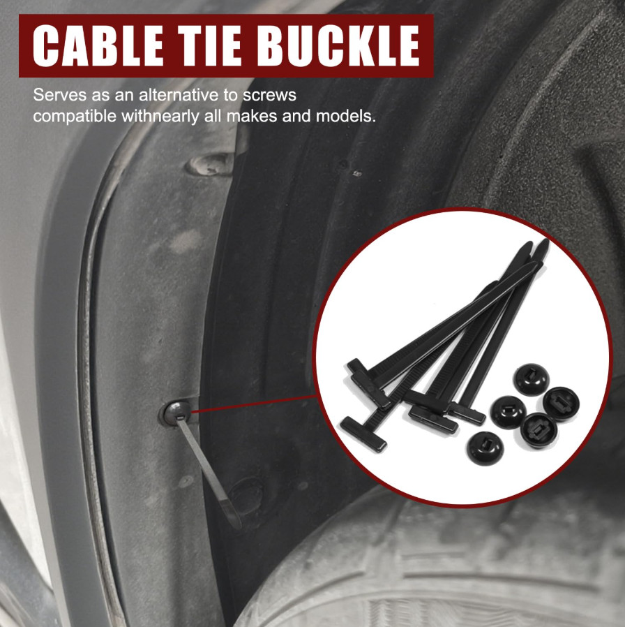 200x Car Push Pin Clips Zip Tie Fasteners Nylon Bumper Fender Trim Rivets Kit