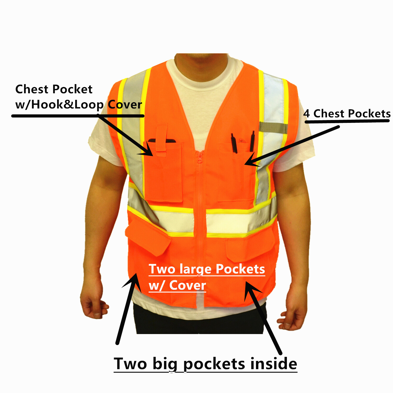 Safety Work Hi Vis ANSI Class 2 Reflective Tape Neon Lime Vest High Visibility