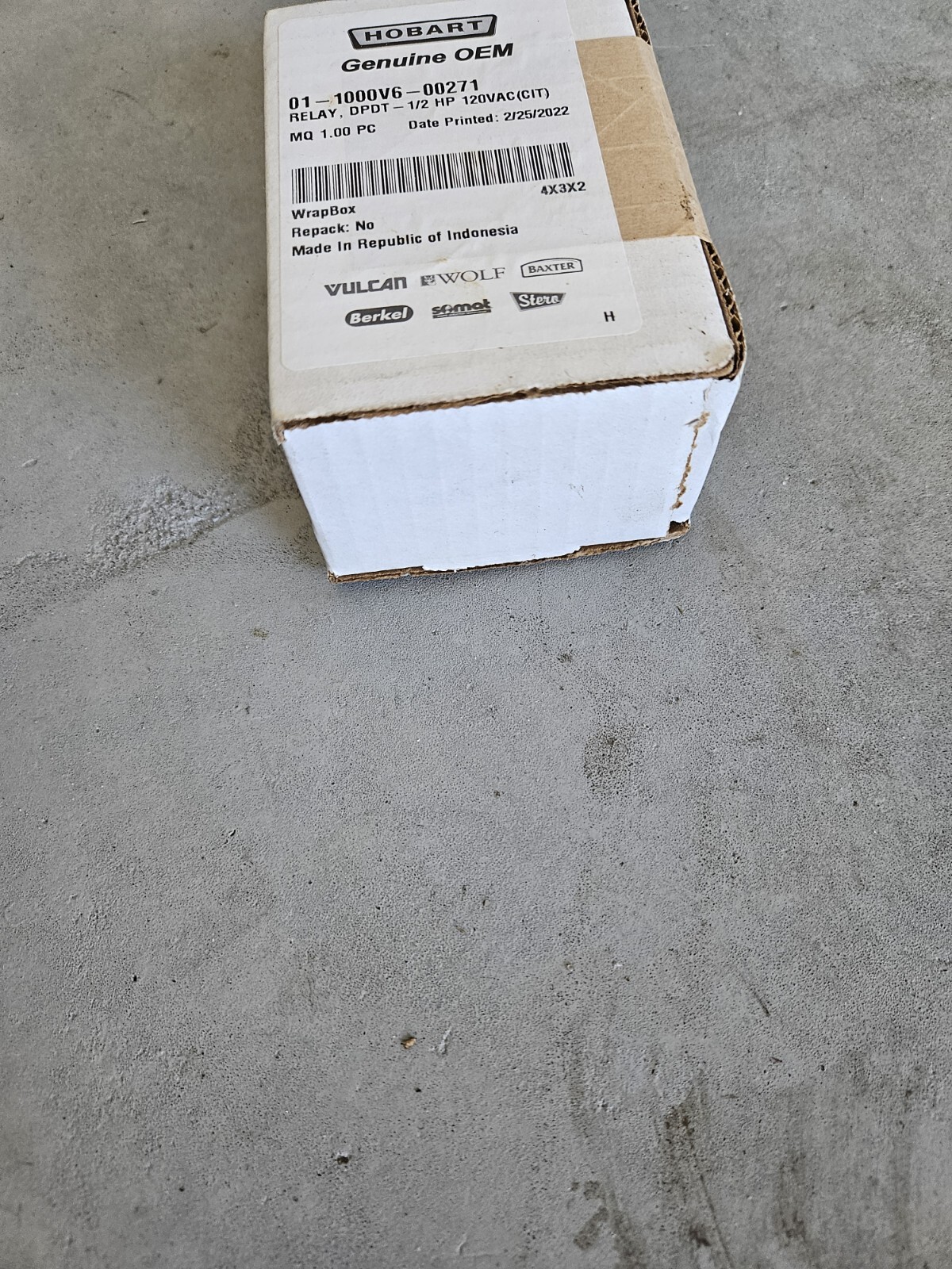 01-1000V6-00271 Baxter Hobart Vulcan Relay, Dpdt-1/2 Hp 120V Genuine OEM