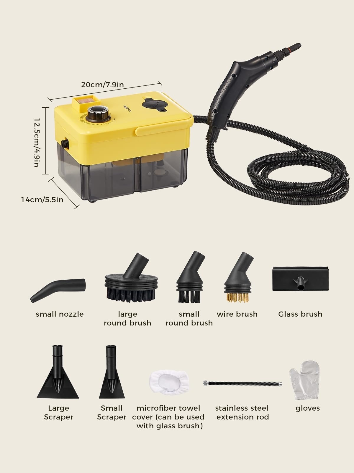 2500W Handheld Steam Cleaner with Attachments for Home & Kitchen