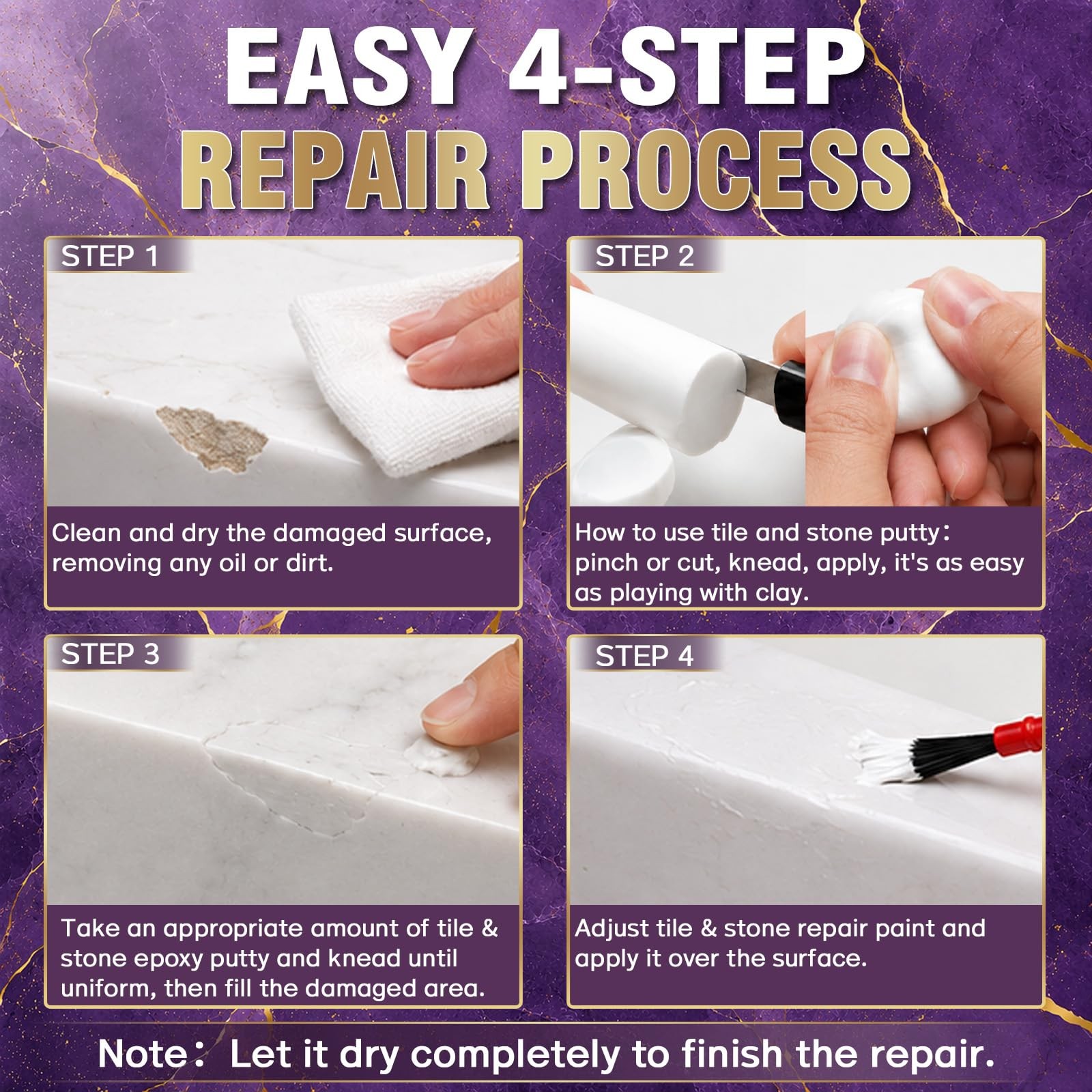 Porcelain Repair Kit, Tile and Stone Repair Kit, 10 Colors, Seamless Finish, …