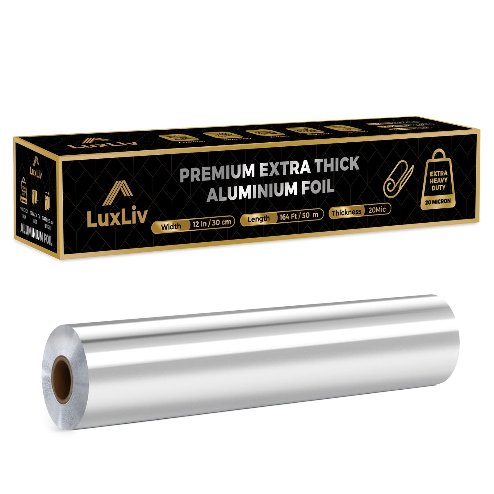 Commercial Grade Heavy Duty Aluminum Foil Roll – 12″ x 164′ with Cutte