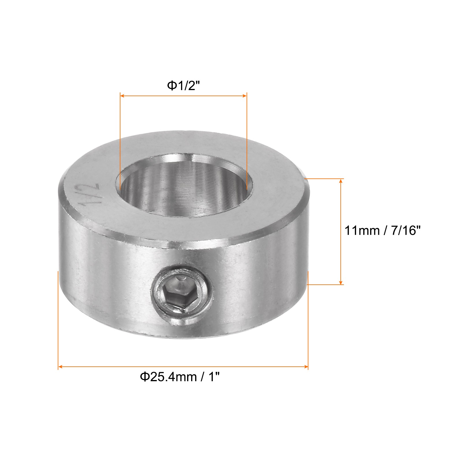 4pcs 1/2″ Bore Stainless Steel Set Screw Shaft Collars 1″ OD 7/16″ Width
