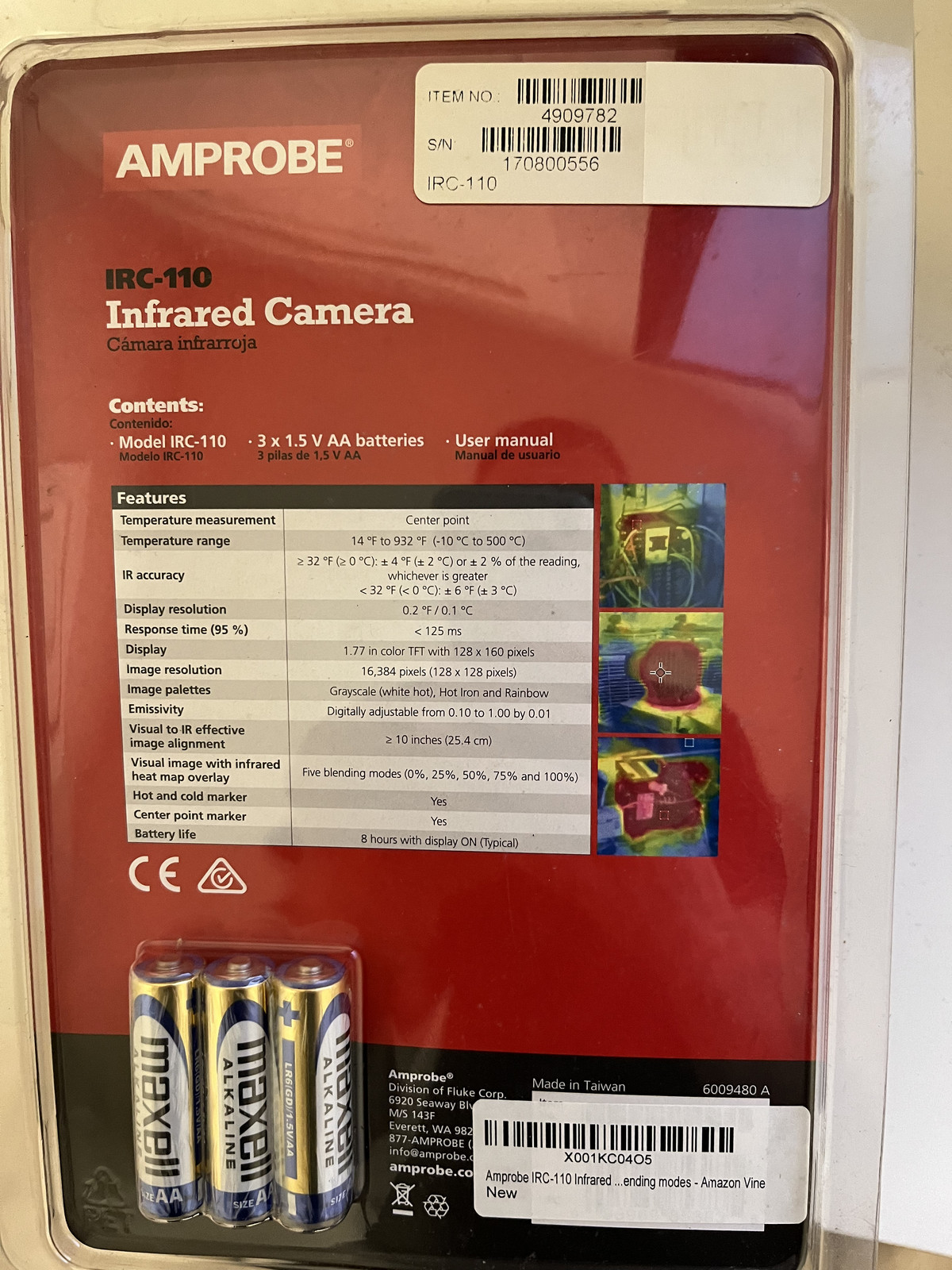 Amprobe IRC-110 Infrared Thermal Camera, 20:1