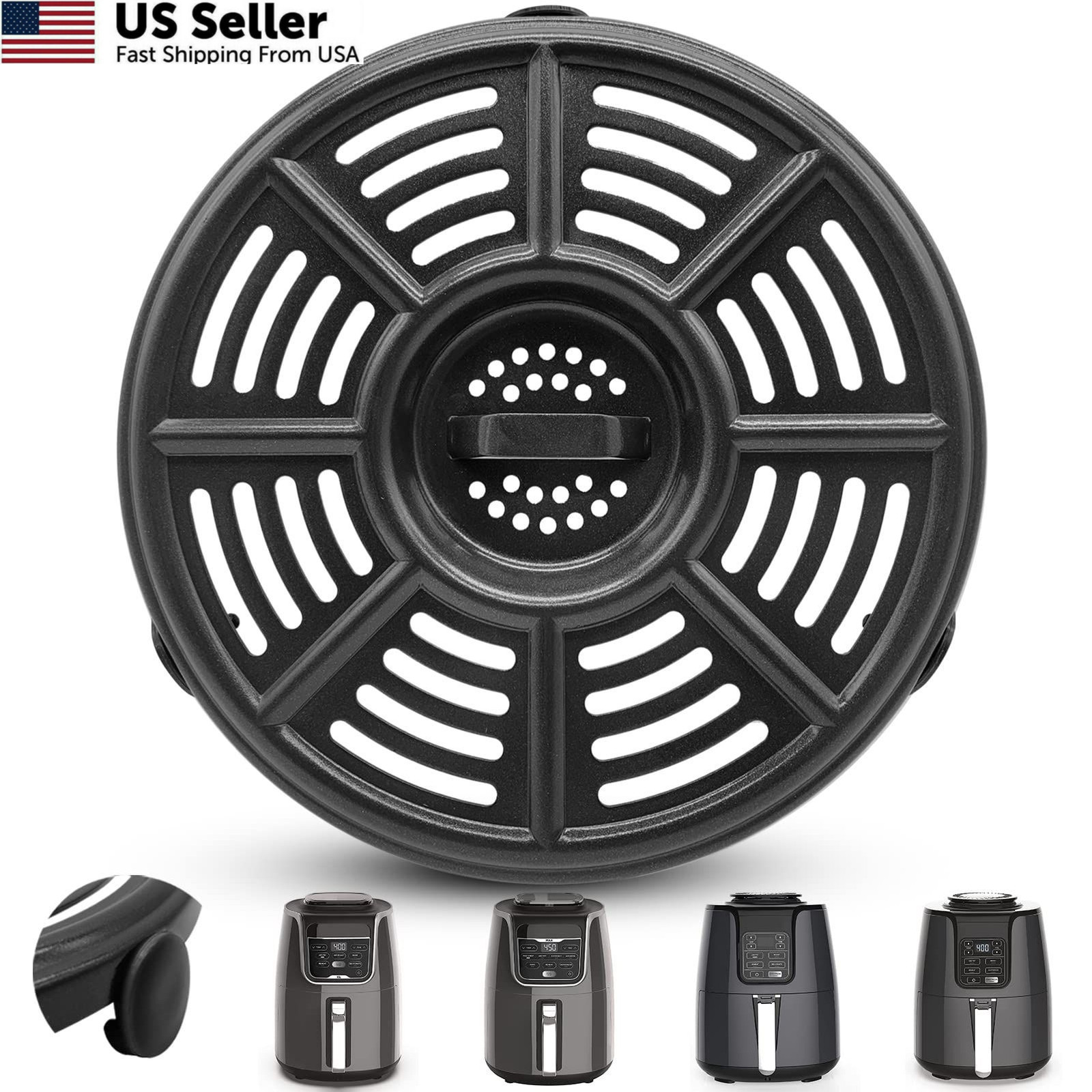 GXF Air Fryer Grill Pan for Ninja 4 QT AF101 5.5 Quart 4QT Ninja, Black