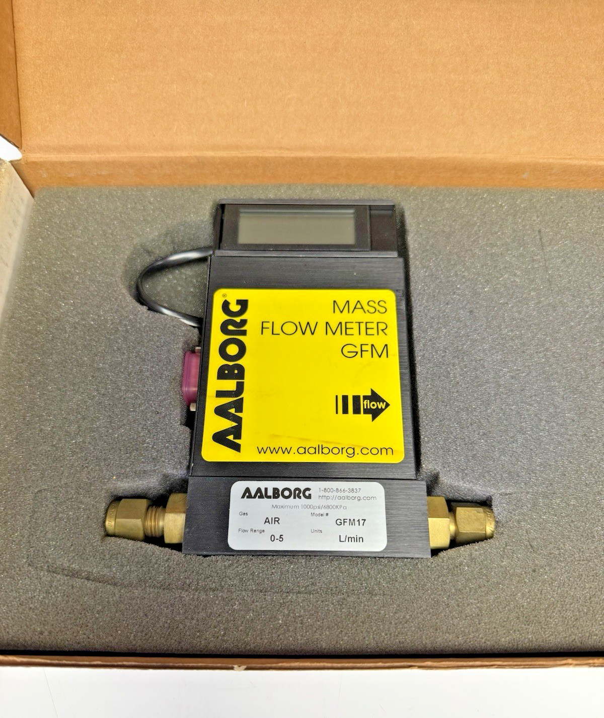 Aalborg GFM17 GFMS-010009 Mass Flow Meter Air 0-5 L/min 1000 PSI 30VDC LCD