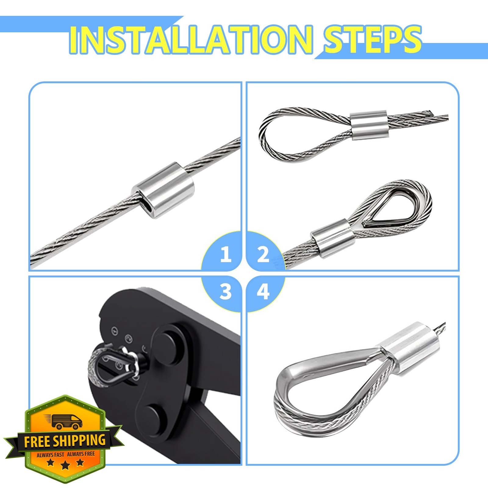 RABECH 5/16″ Aluminum Crimping Loop Sleeves 10pcs