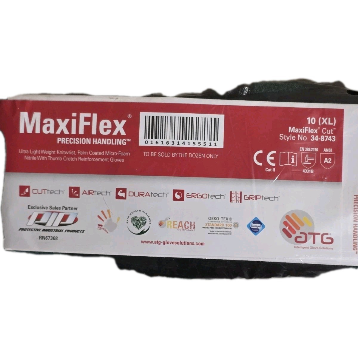 MaxiFlex 34-8743 Micro-Foam Nitrile ANSI A2 Cut Resistant XL Gloves; Qty 12