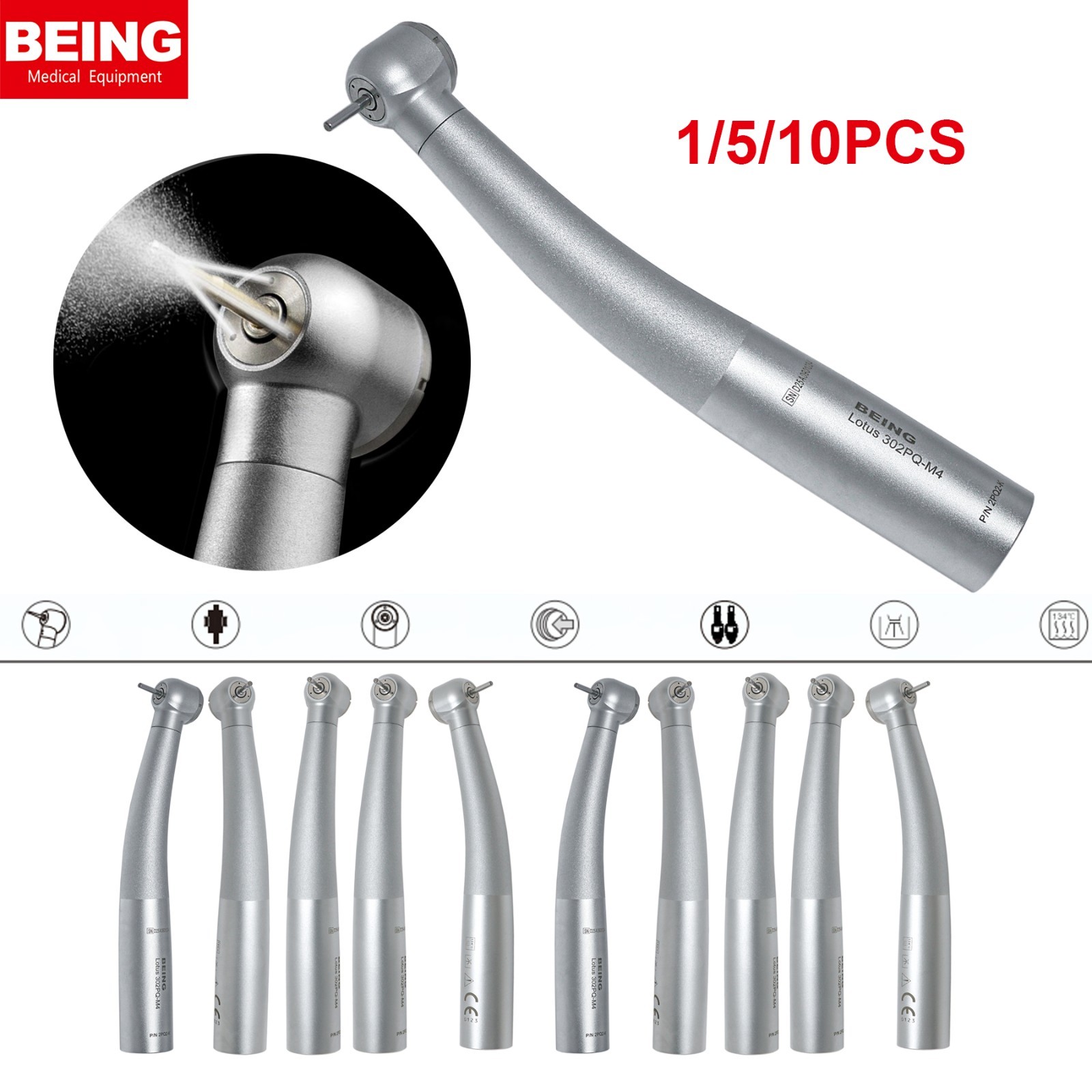 Lotus 302PQ-M4 BEING Dental High Speed Turbine Handpiece KaVo MULTIflex Coupler