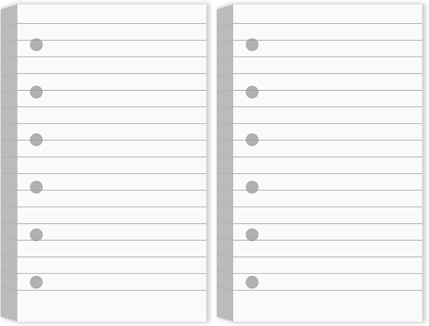 200 Sheets Blank Lined Paper Refill for 3×5 Inch Binders 6 Ring Memo Paper