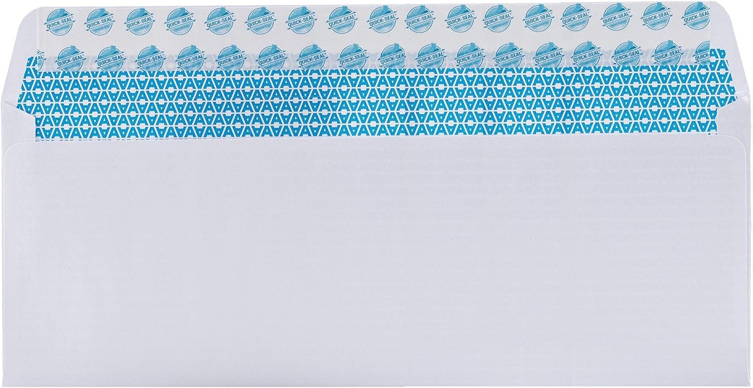 Windowless Self Seal Envelopes 40 Pack Security Tint 4.125 x 9.5 Inches