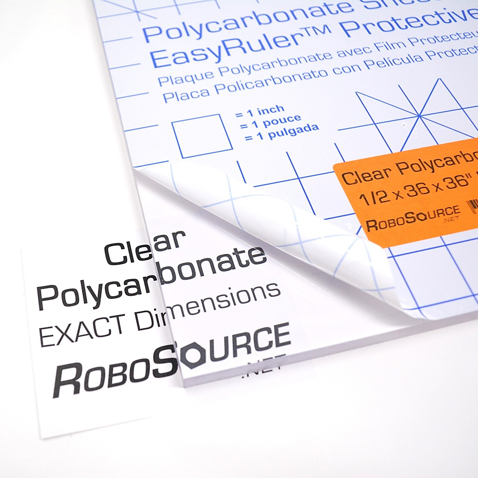 Polycarbonate Plastic Sheet 40″ X 48″ X 0.472″ (1/2″) Exact with EasyRuler Film