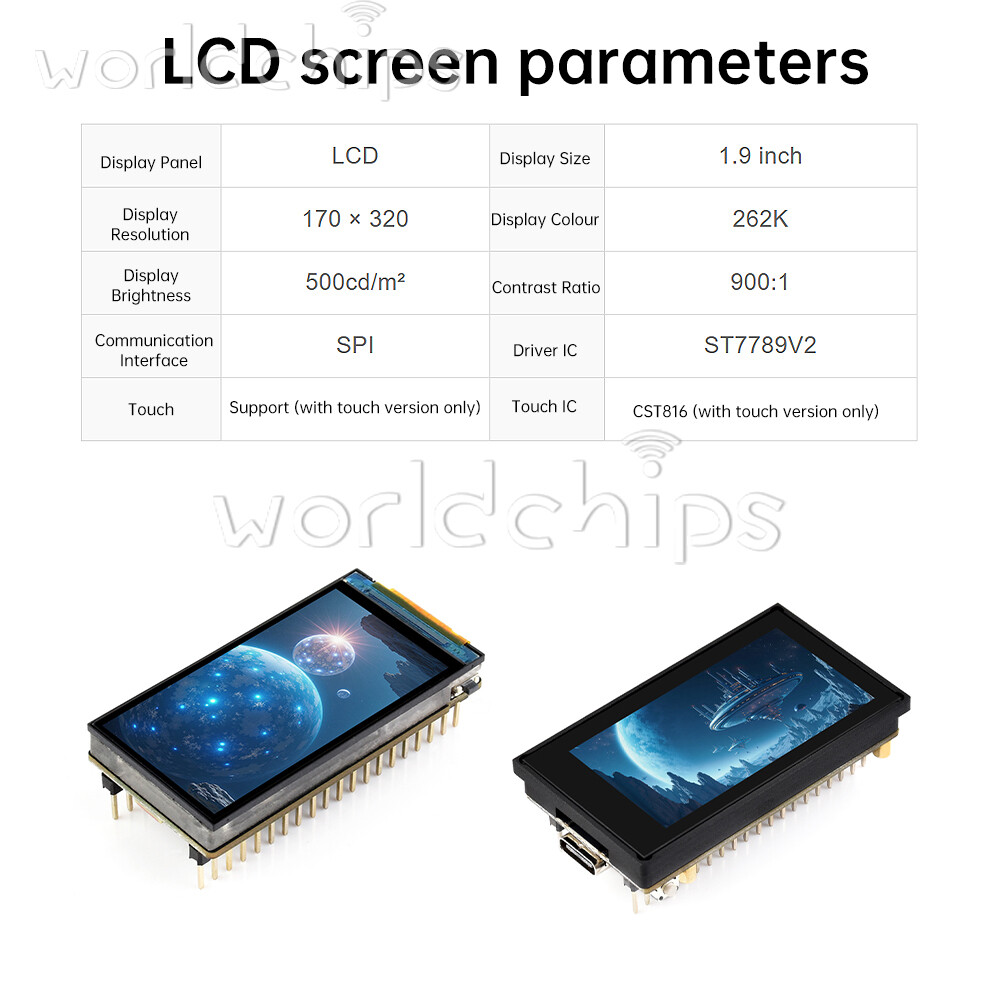 1.9 inch Dual Core ESP32-S3 WiFi Bluetooth Development Board LCD Touch Module