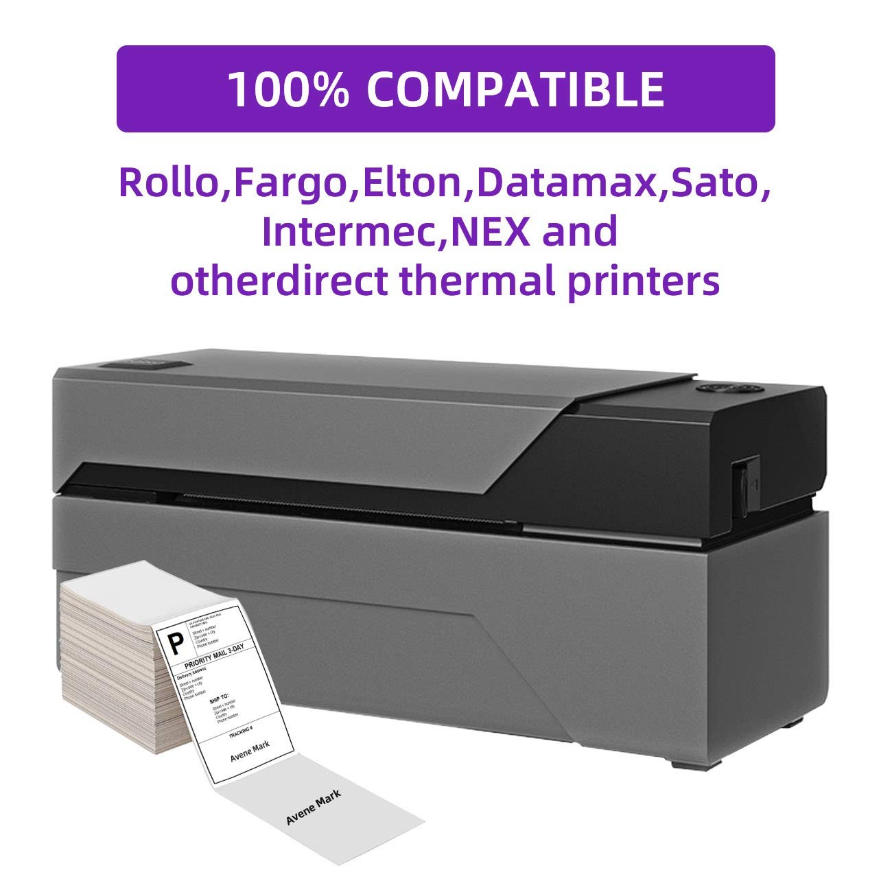 AveneMark 4 Stacks 2000 Labels 4″ 4″x 6″ Fanfold(4 Stacks-2000 Labels), White