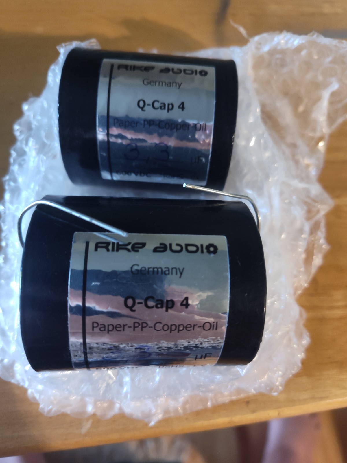 Rike 3.3uf copper foil, paper-in-oil, polypropylene capacitors. 8 available.