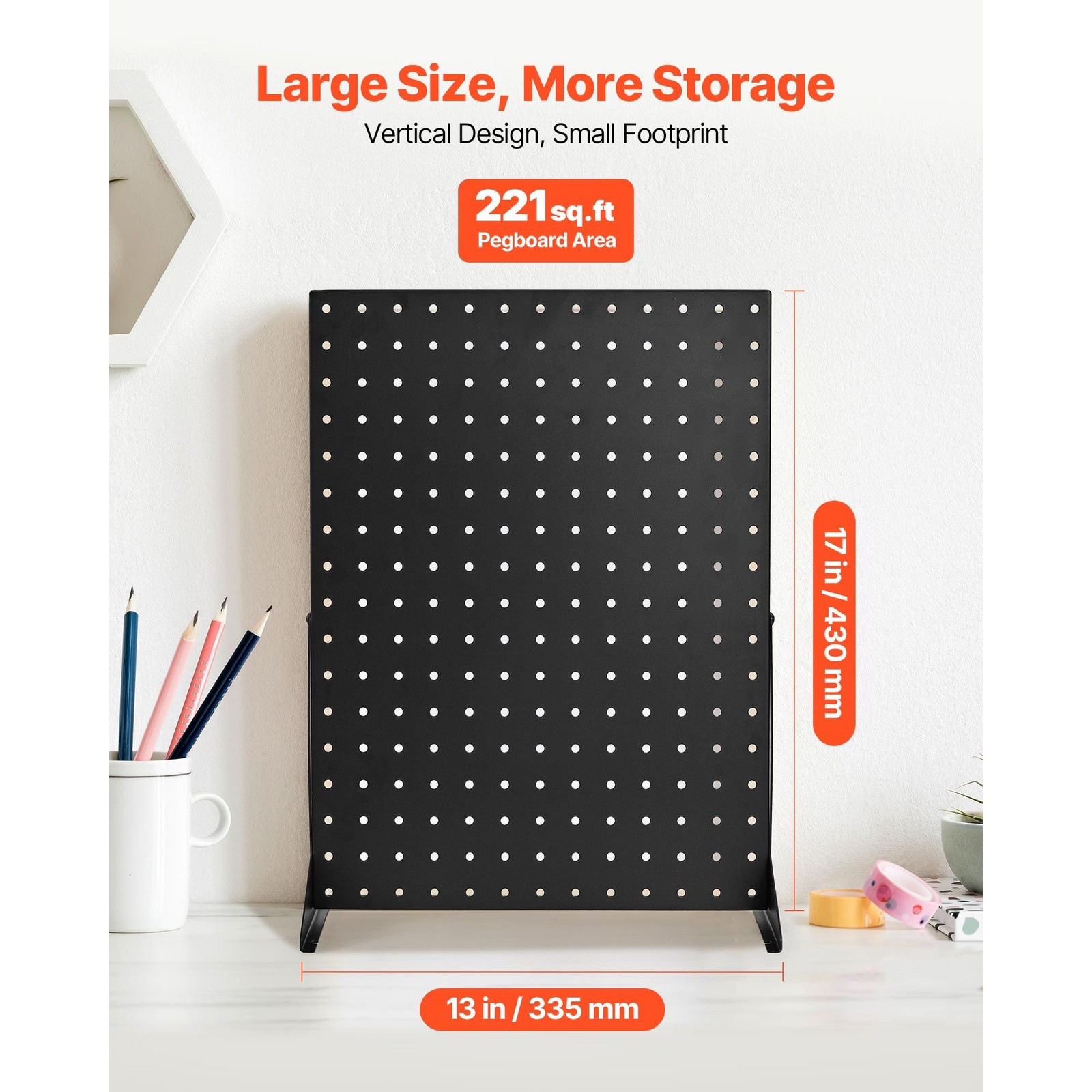 4-Piece Steel Tabletop Pegboard Stand, 17x13in, 11lb Capacity, Black