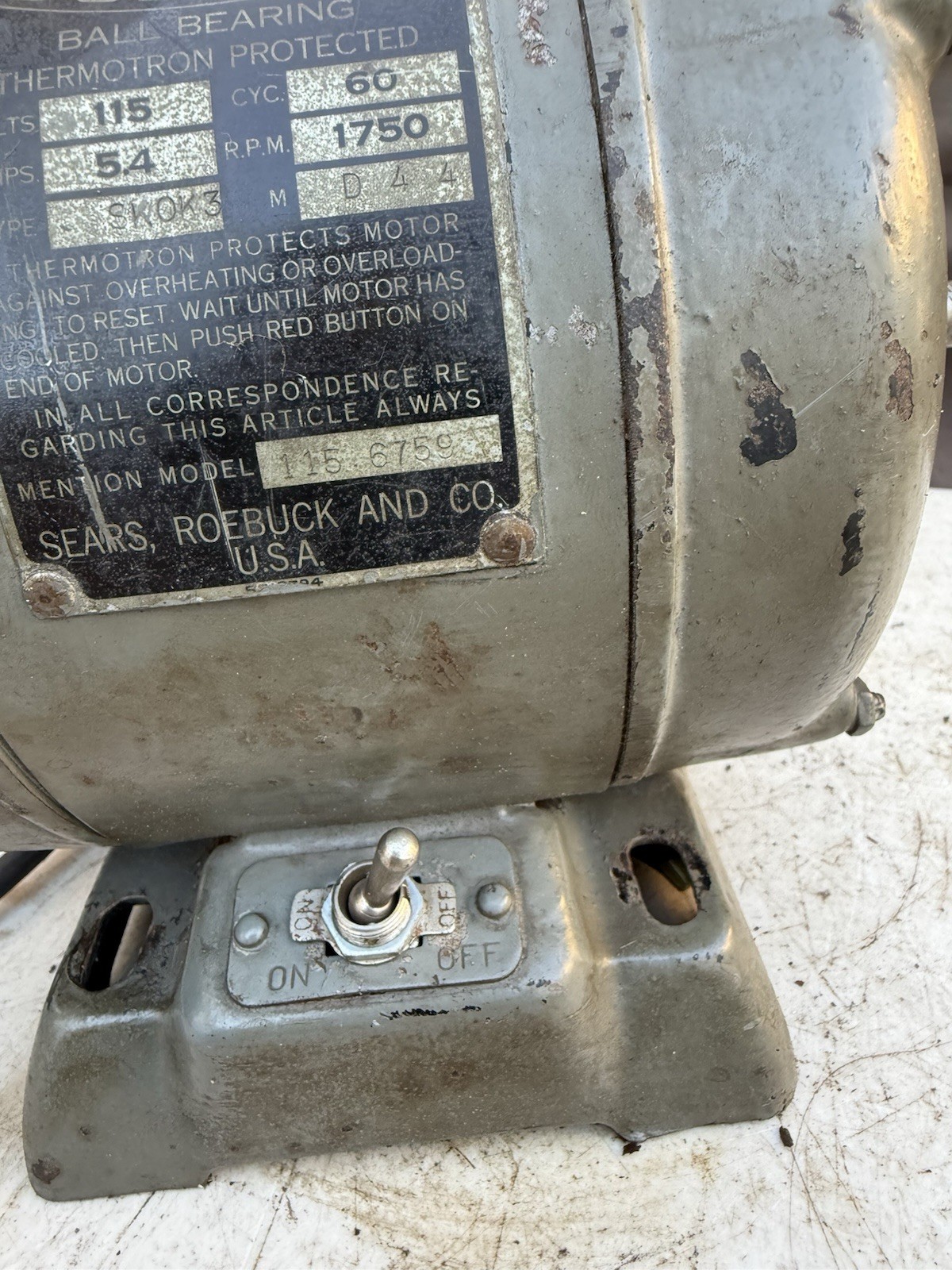 Dunlap 1/3 Hp Electric Motor 1750 RPM 115V 5.4 AMP Model 115.6759 Working Great