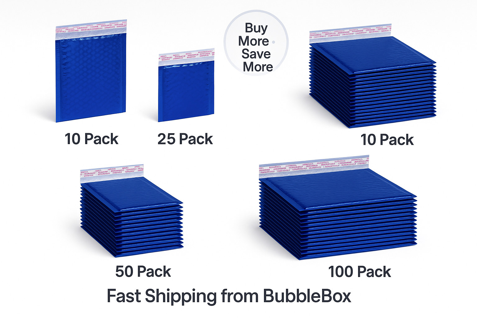 Glamour Blue Bubble Mailers #0 6.5×9 Foil Padded Envelopes Peel Seal