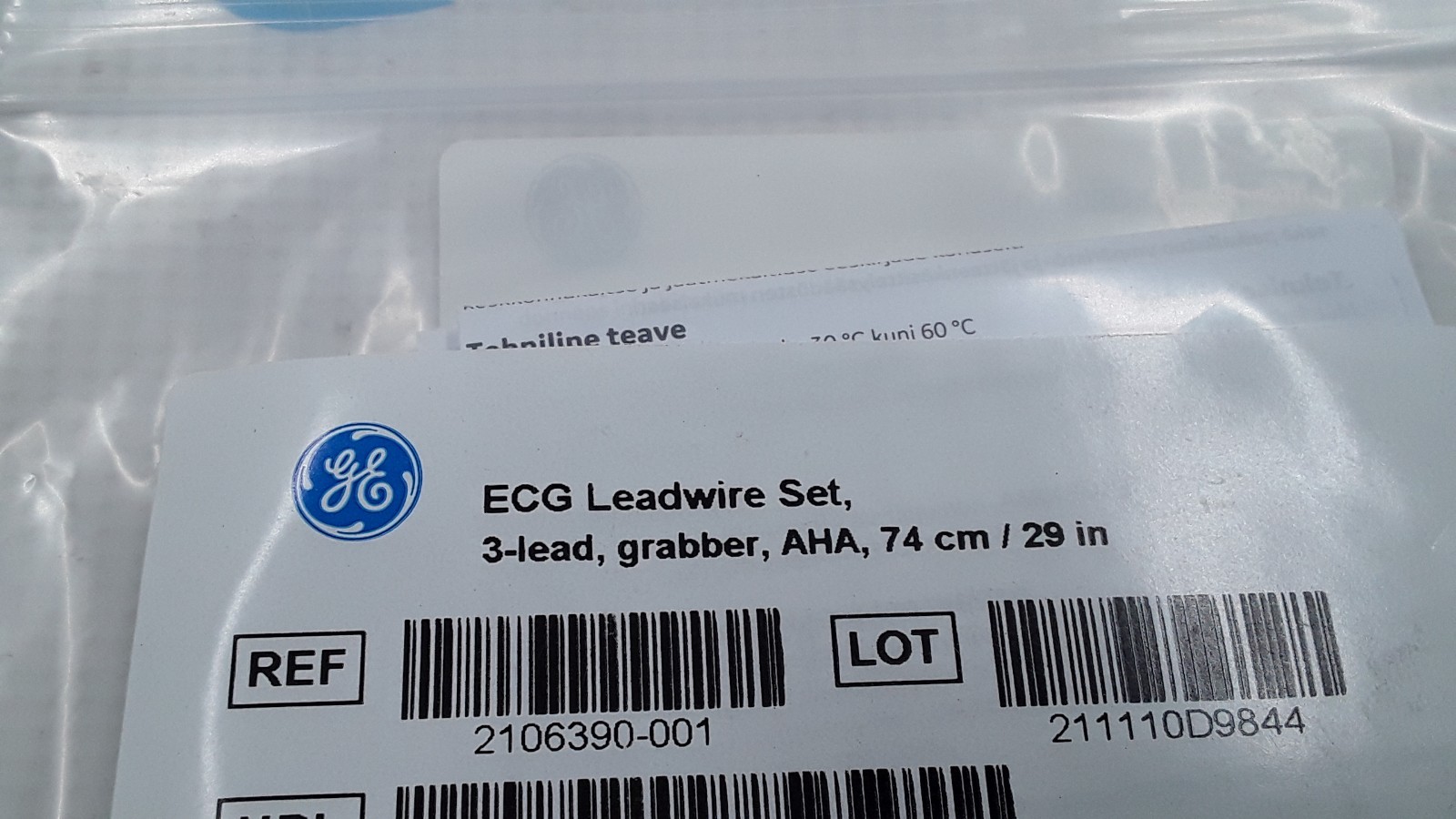 GE ECG Leadwire Set 3 Lead Grabber AHA 29in REF 2106390-001