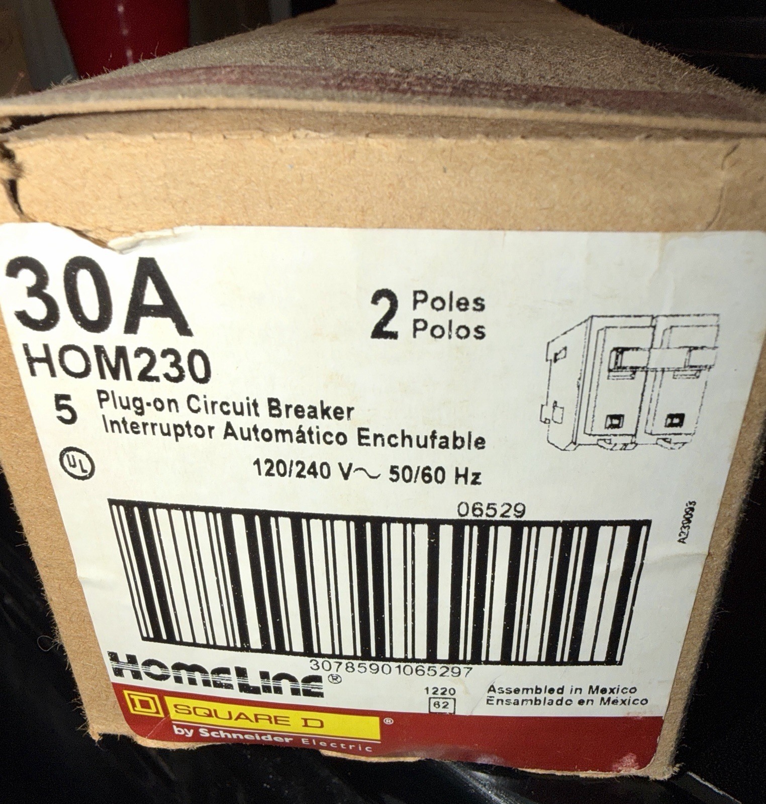 NEW Square D HOM230 (5 PACK) 30 Amp 2P Circuit Breakers 120/240V Lot Of 5 NIB