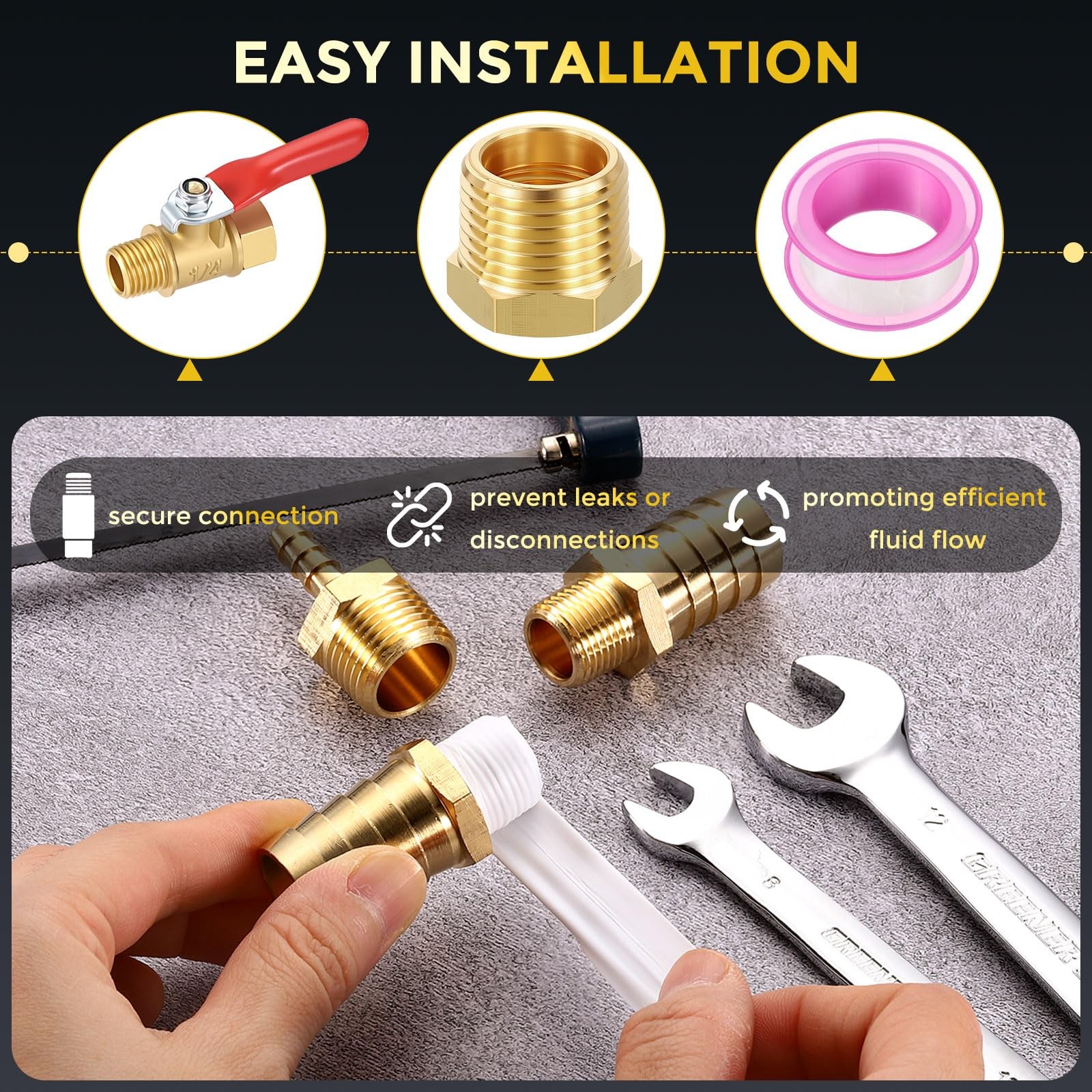 METALLIXITY 10PCS 1/2″ Male NPT to 1/4″ FeMale NPT, Brass Pipe Fittings